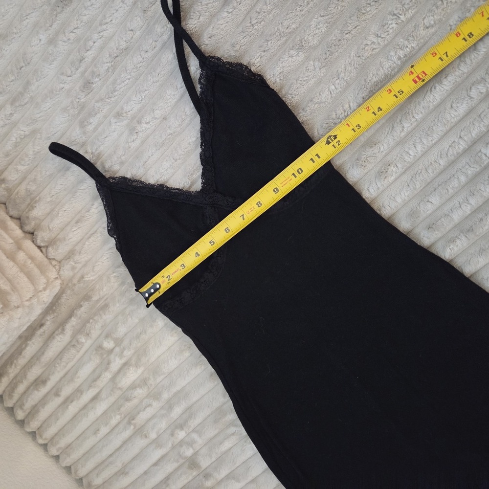 Wild Fable Black Lace Trim Ribbed Cami Mini Dress Y2K Grunge Babydoll Small S - Picture 8 of 11
